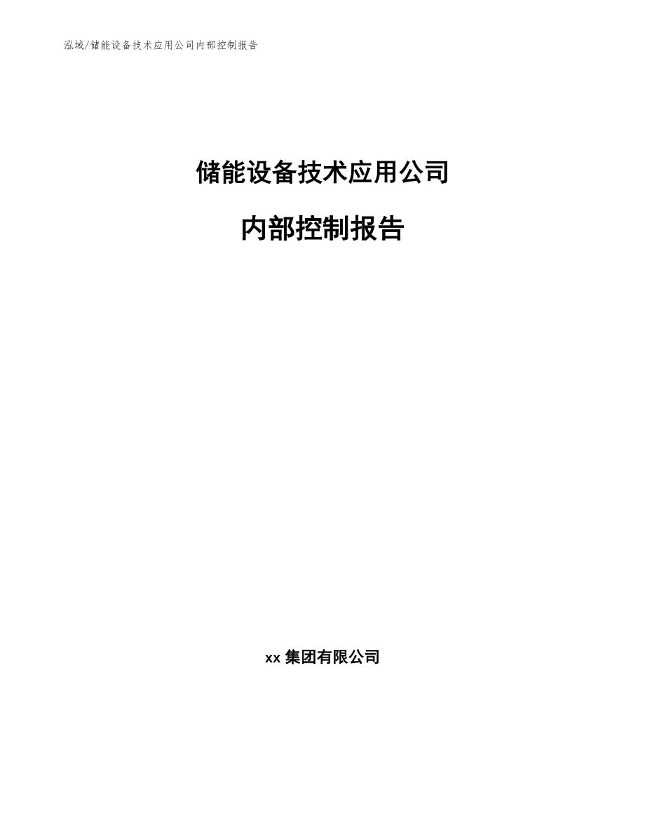 储能设备技术应用公司内部控制报告（范文）_第1页