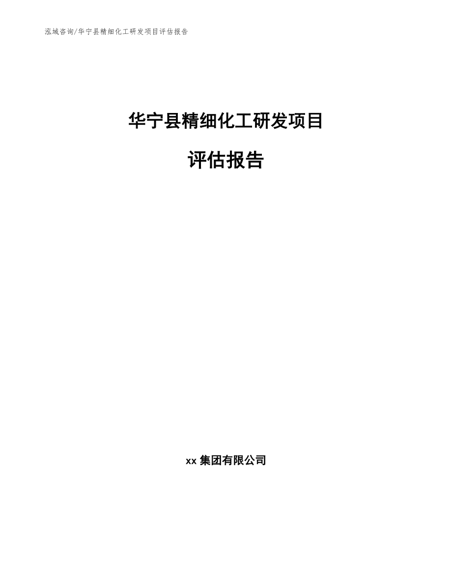 华宁县精细化工研发项目评估报告（参考范文）_第1页