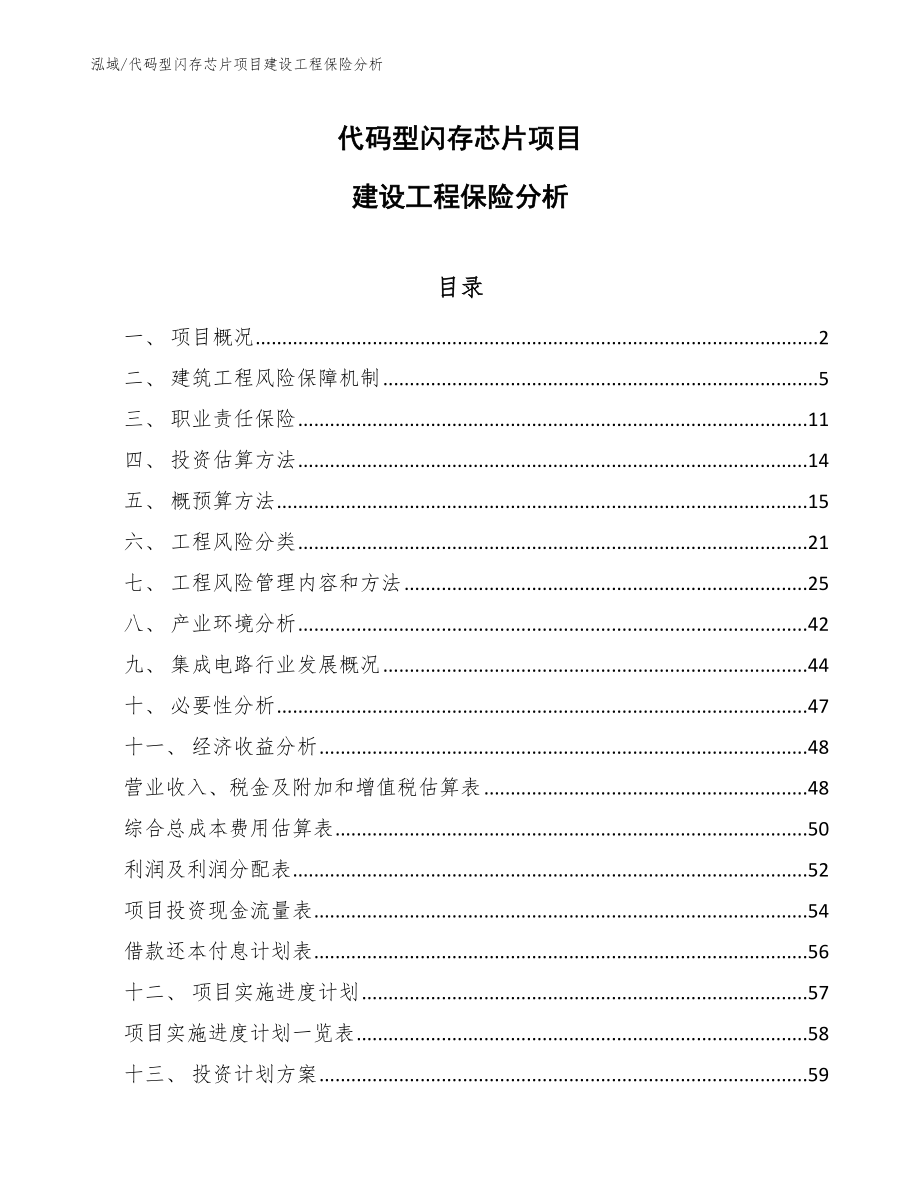 代码型闪存芯片项目建设工程保险分析（范文）_第1页