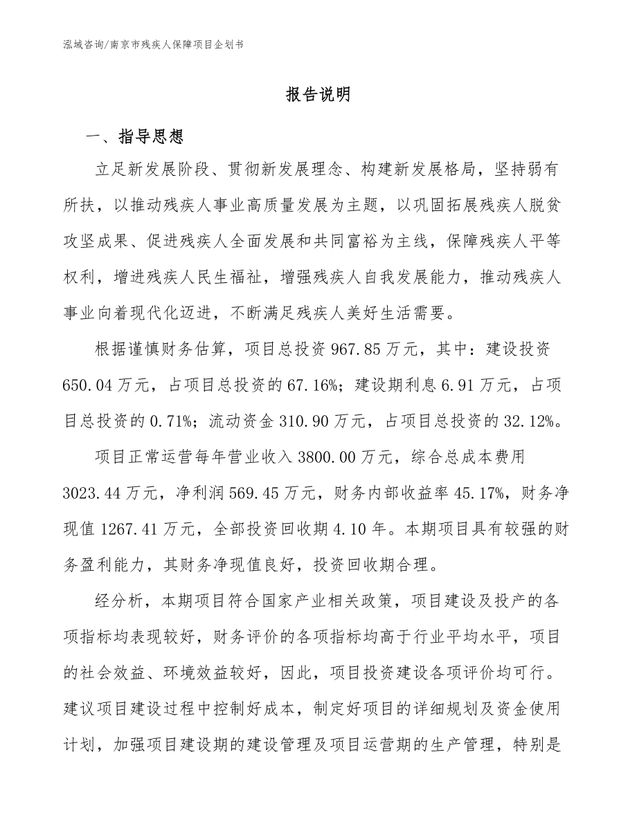 南京市残疾人保障项目企划书_第1页