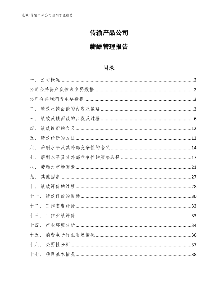 传输产品公司薪酬管理报告_第1页