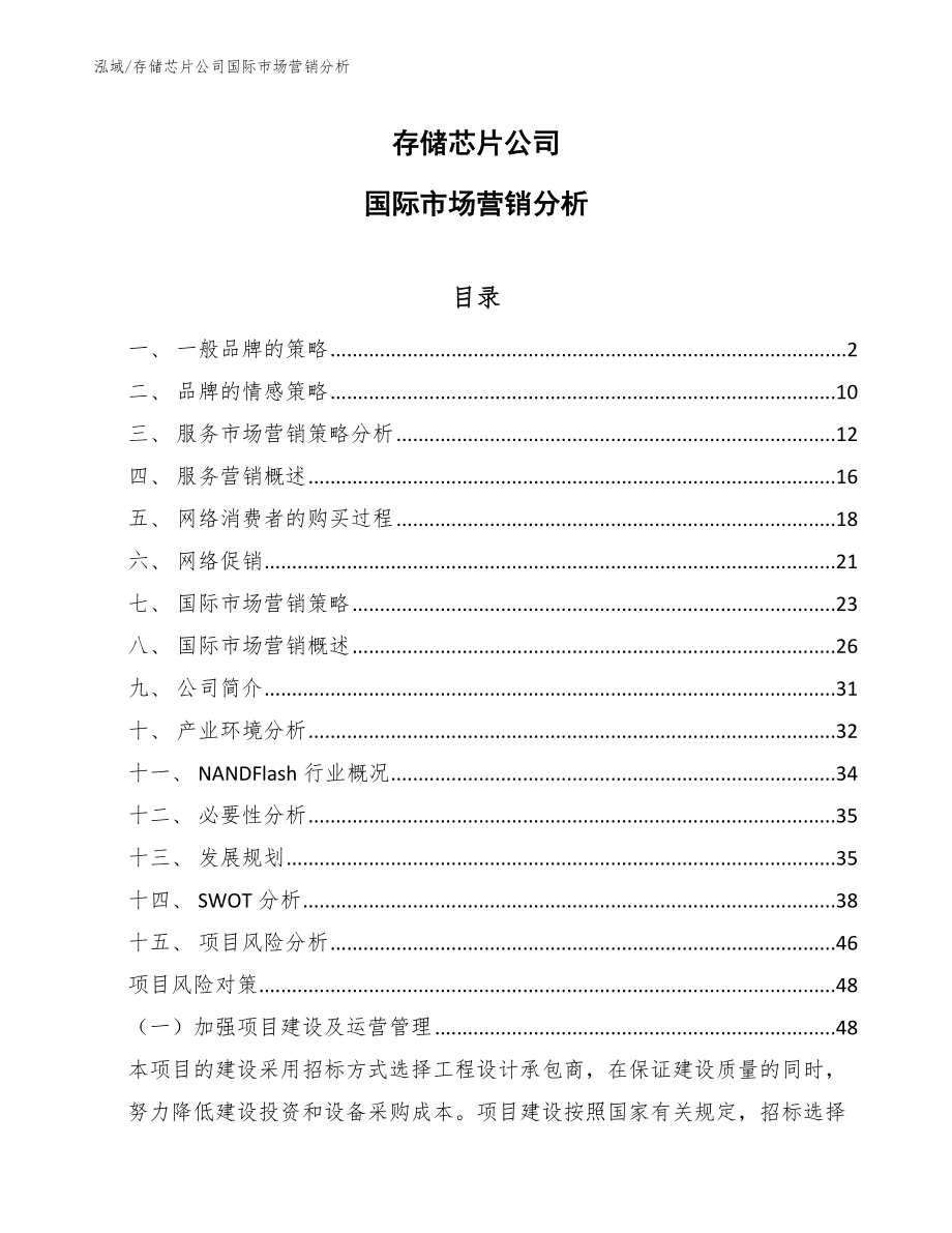 存储芯片公司国际市场营销分析_参考_第1页