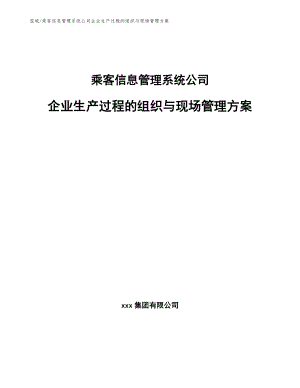 乘客信息管理系统公司企业生产过程的组织与现场管理方案