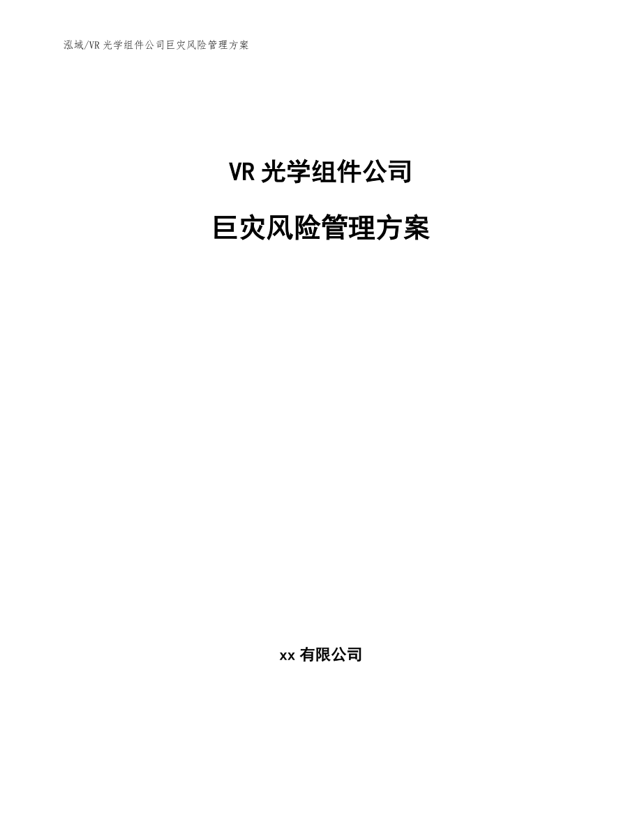 VR光学组件公司巨灾风险管理方案（范文）_第1页