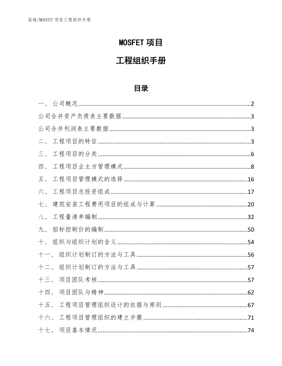 MOSFET项目工程组织手册_第1页