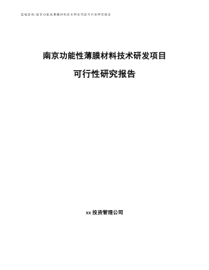 南京功能性薄膜材料技术研发项目可行性研究报告（模板参考）
