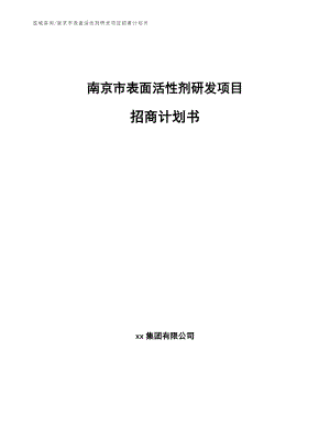南京市表面活性剂研发项目招商计划书