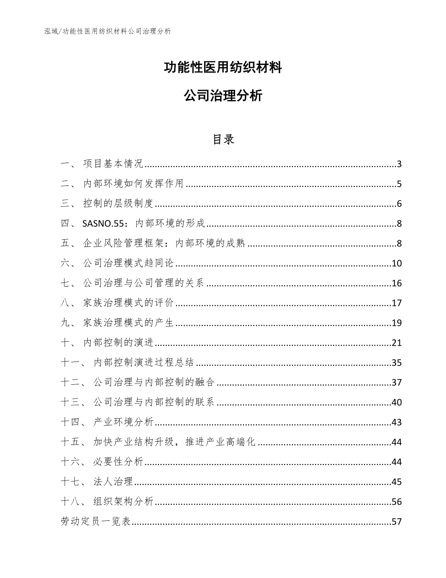 功能性医用纺织材料公司治理分析（范文）_第1页