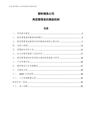 塑料模具公司高层管理者的激励机制