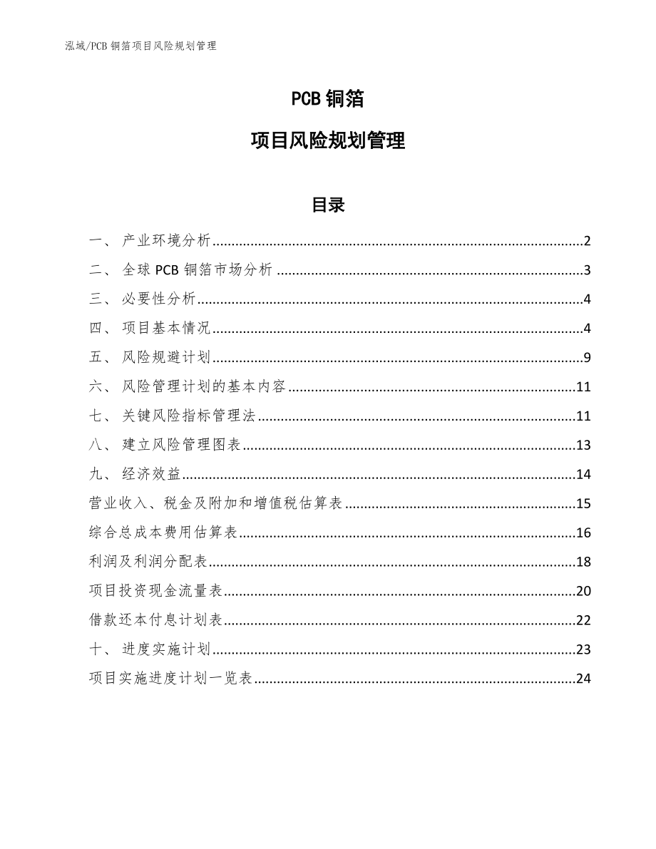 PCB铜箔项目风险规划管理【参考】_第1页