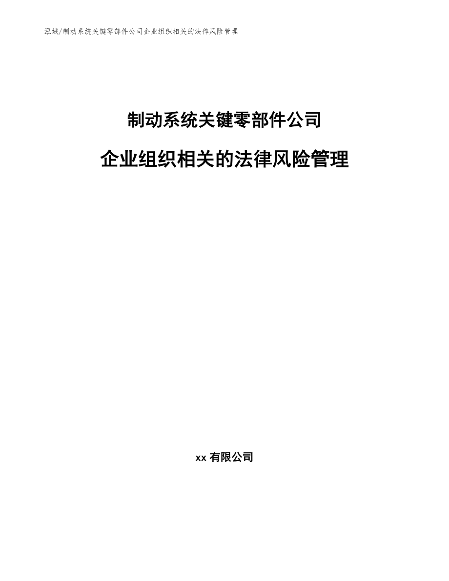 制动系统关键零部件公司企业组织相关的法律风险管理_第1页