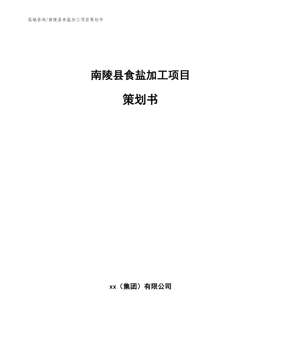 南陵县食盐加工项目策划书_模板参考_第1页