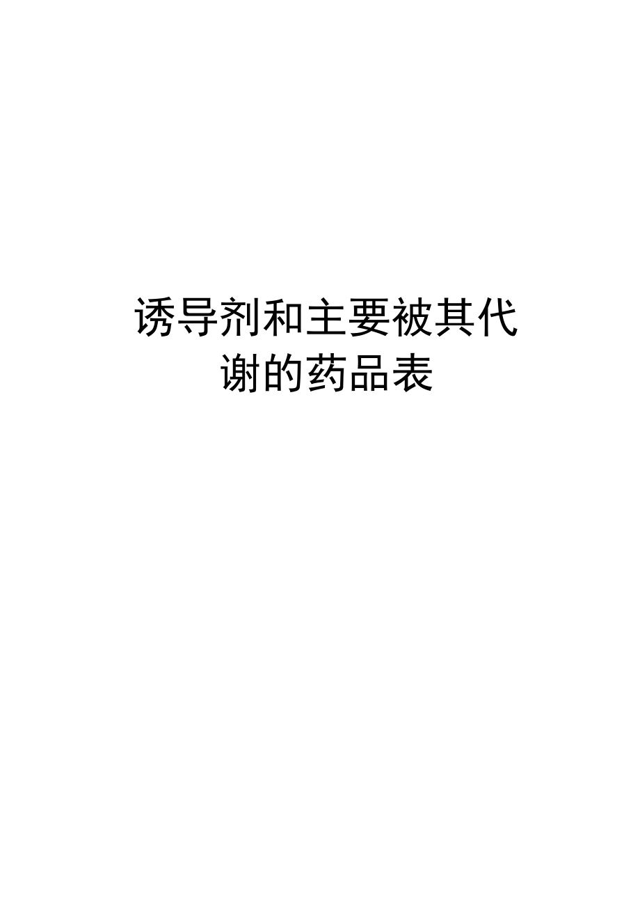 常见肝酶的抑制剂、诱导剂和主要被其代谢的药品表复习课程_第1页