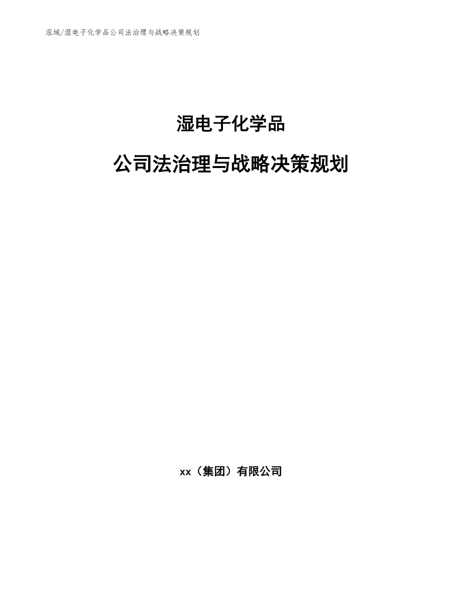 湿电子化学品公司法治理与战略决策规划_范文_第1页