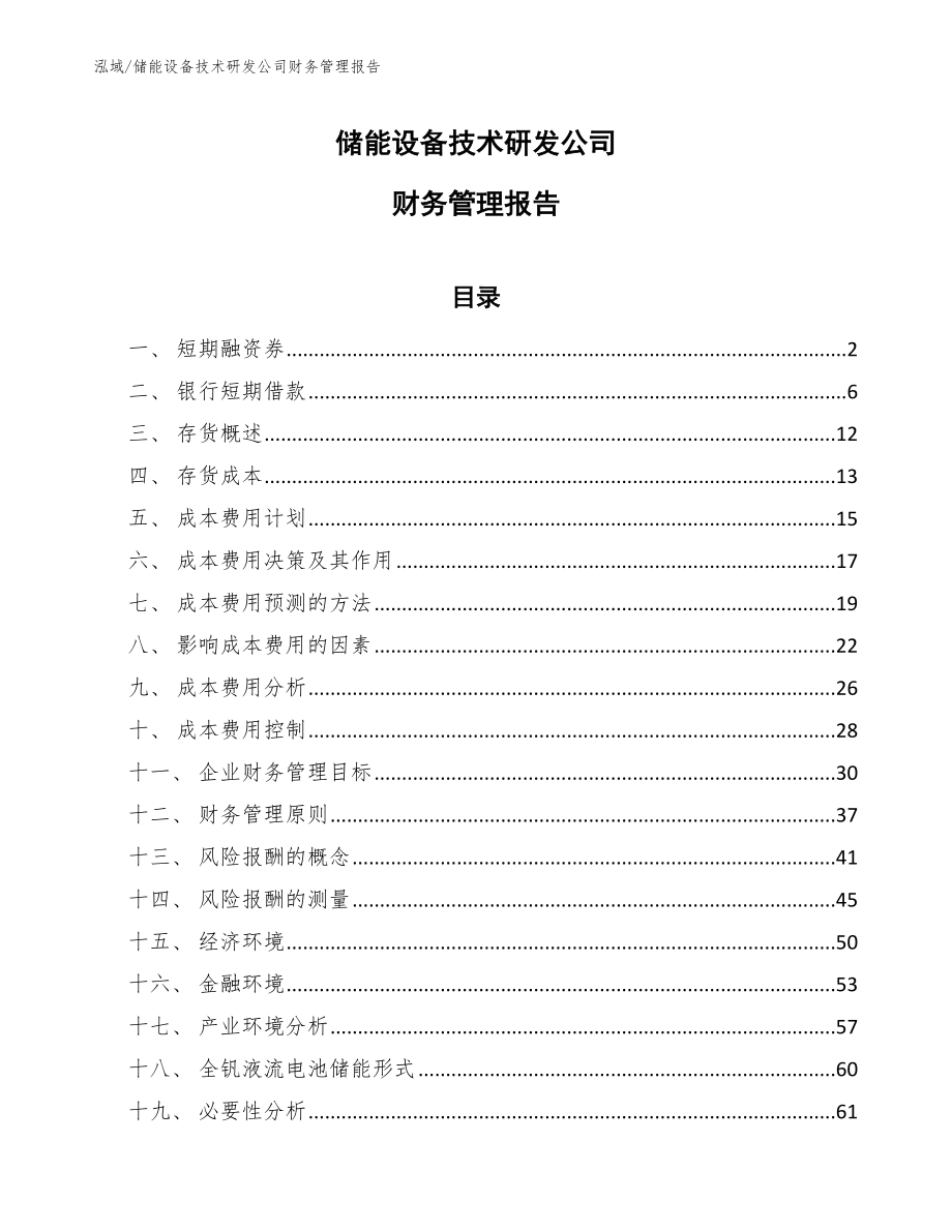 储能设备技术研发公司财务管理报告（参考）_第1页