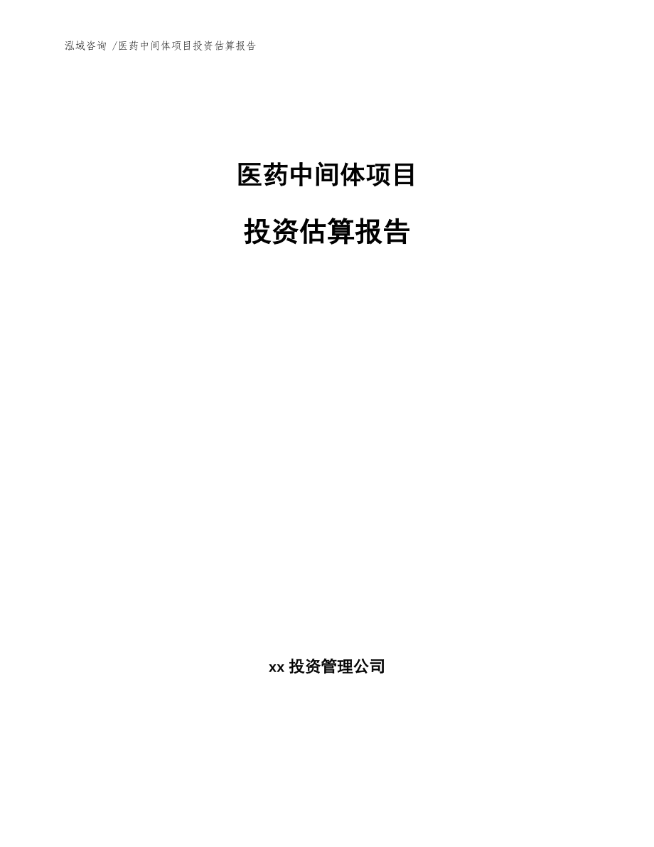 医药中间体项目投资估算报告_第1页