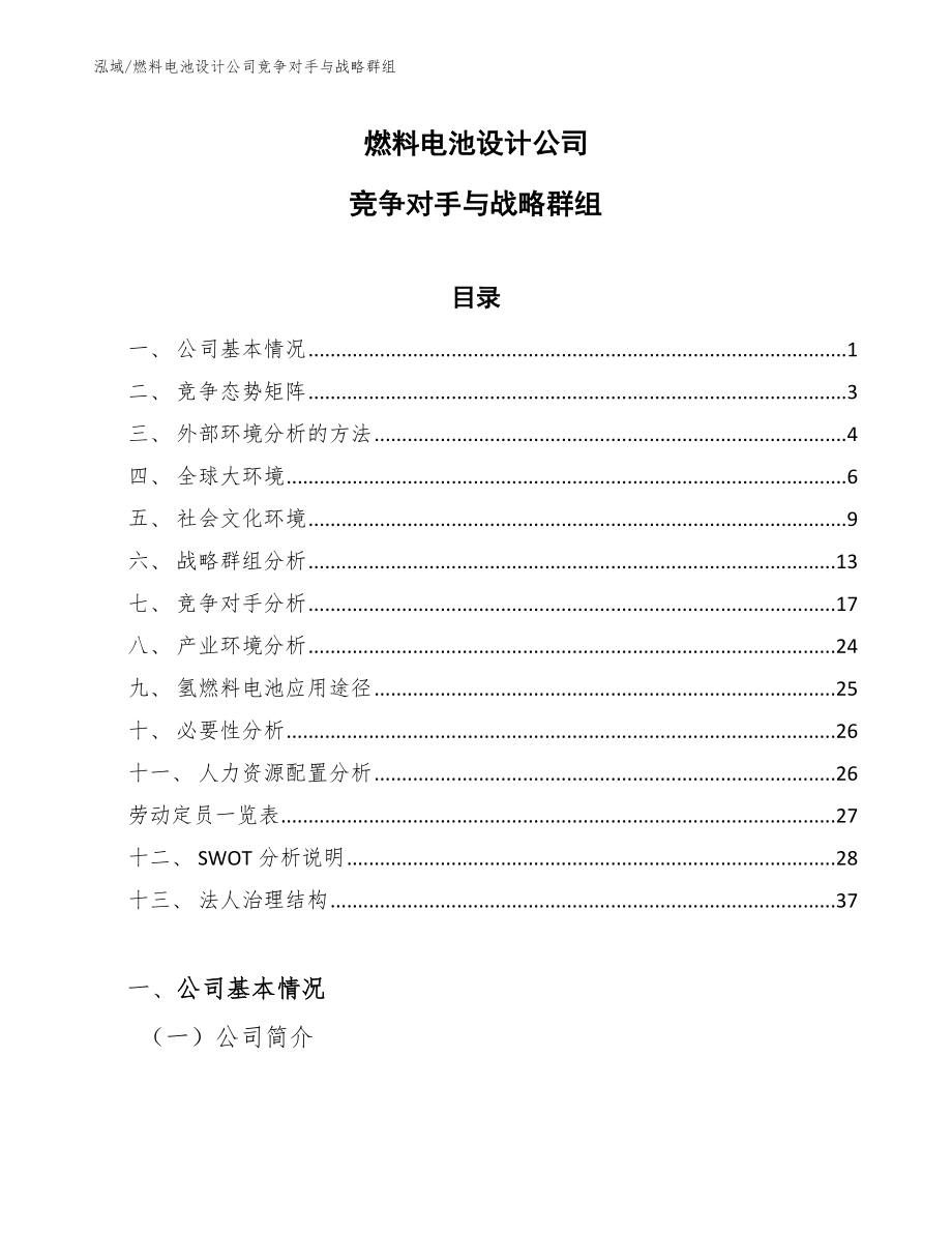 燃料电池设计公司竞争对手与战略群组【参考】_第1页