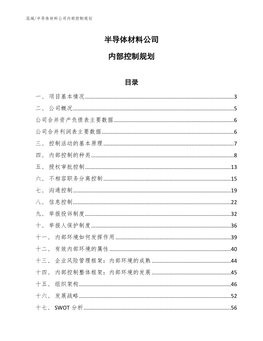 半导体材料公司内部控制规划_参考_第1页