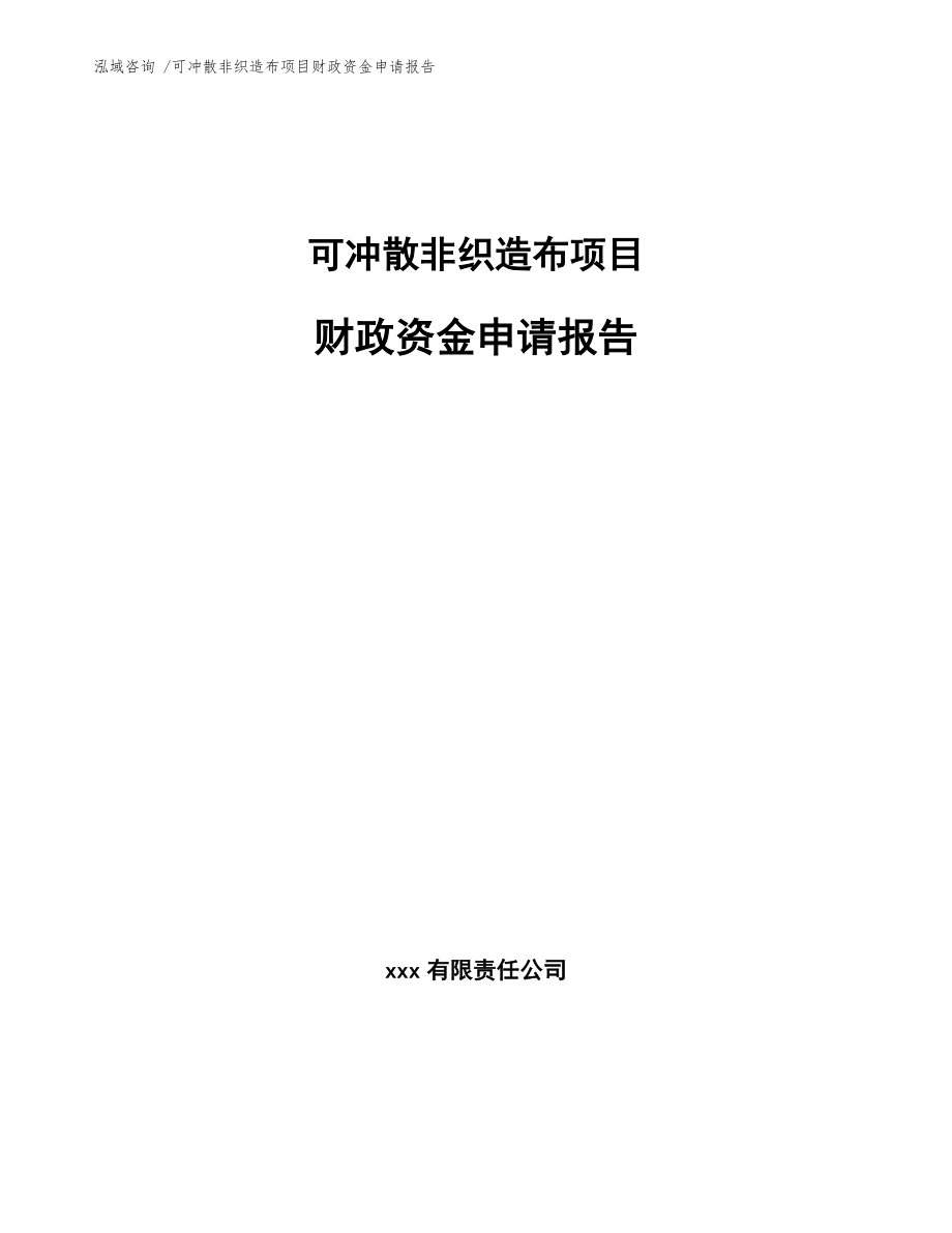 可冲散非织造布项目财政资金申请报告模板参考_第1页