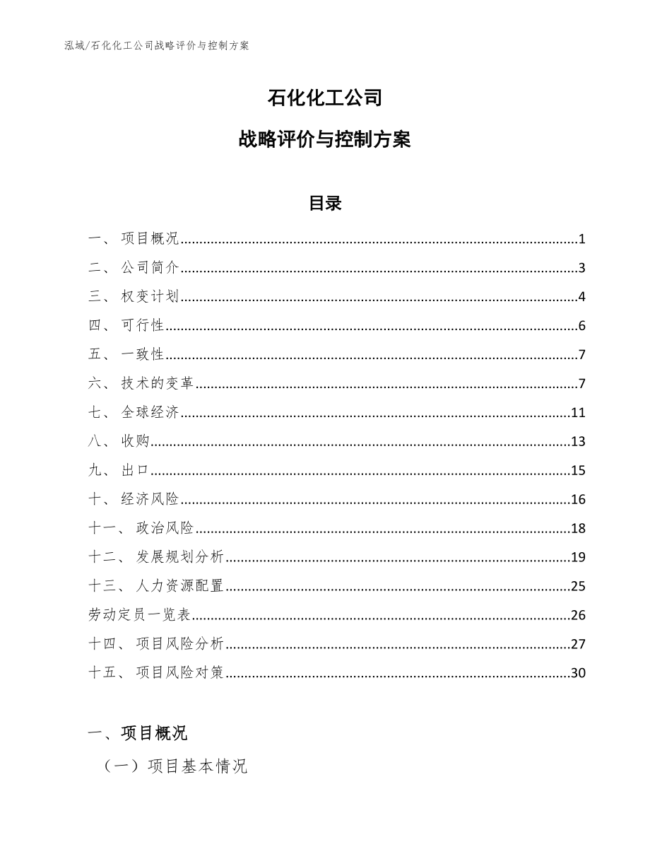 石化化工公司战略评价与控制方案_第1页