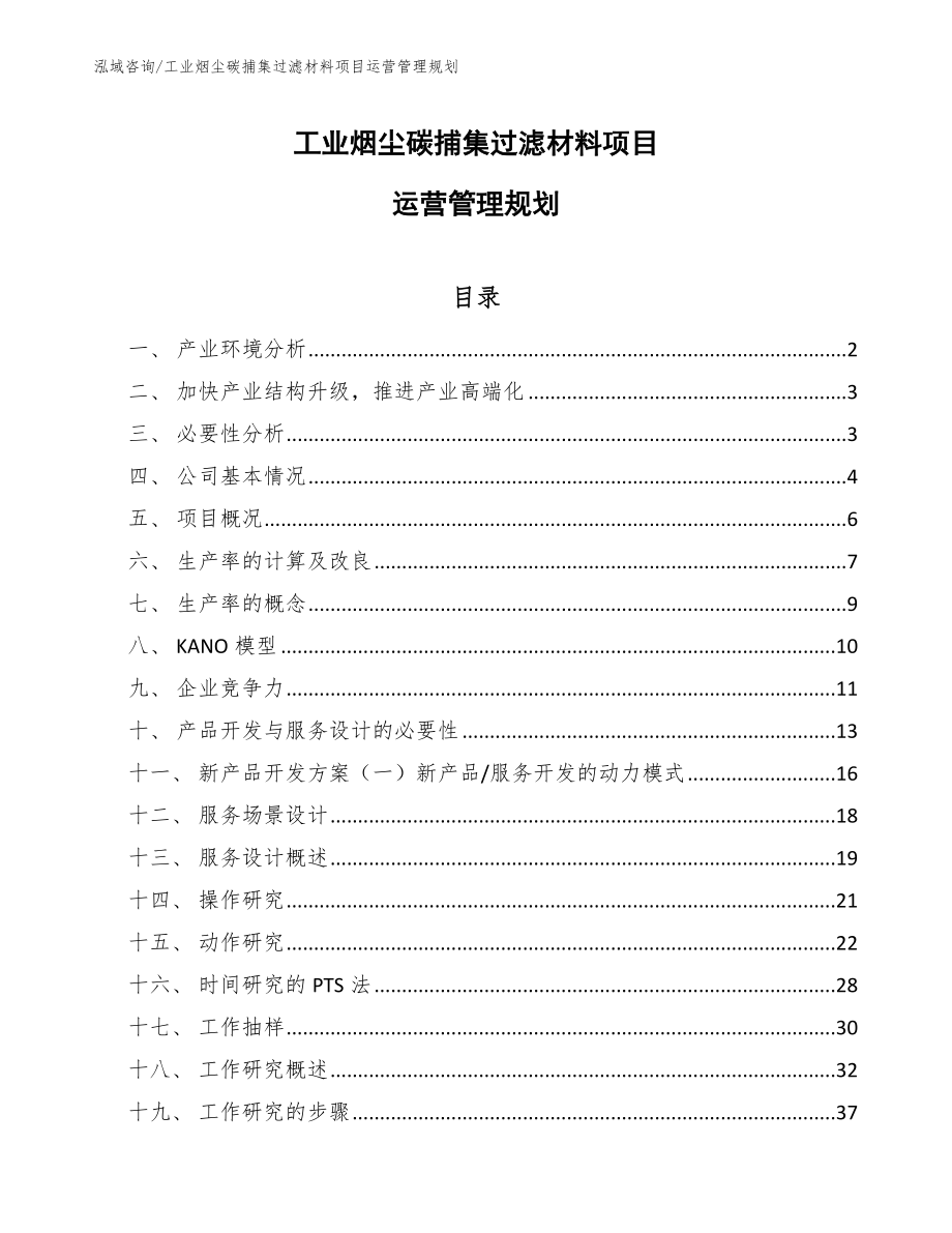 工业烟尘碳捕集过滤材料项目运营管理规划_第1页