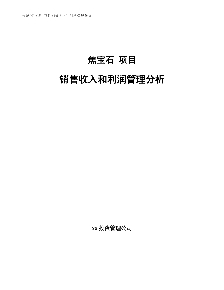 焦宝石 项目销售收入和利润管理分析_第1页