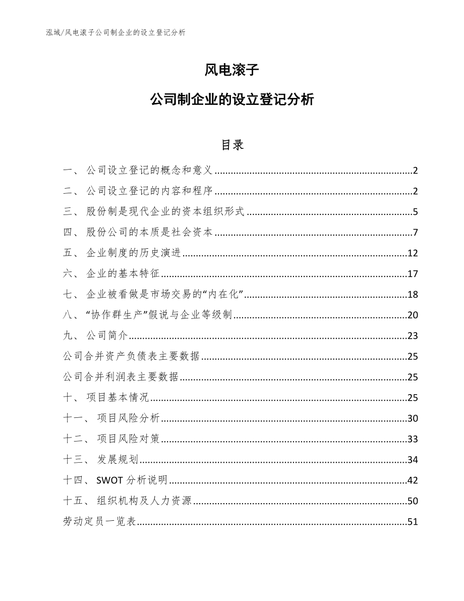 风电滚子公司制企业的设立登记分析_第1页