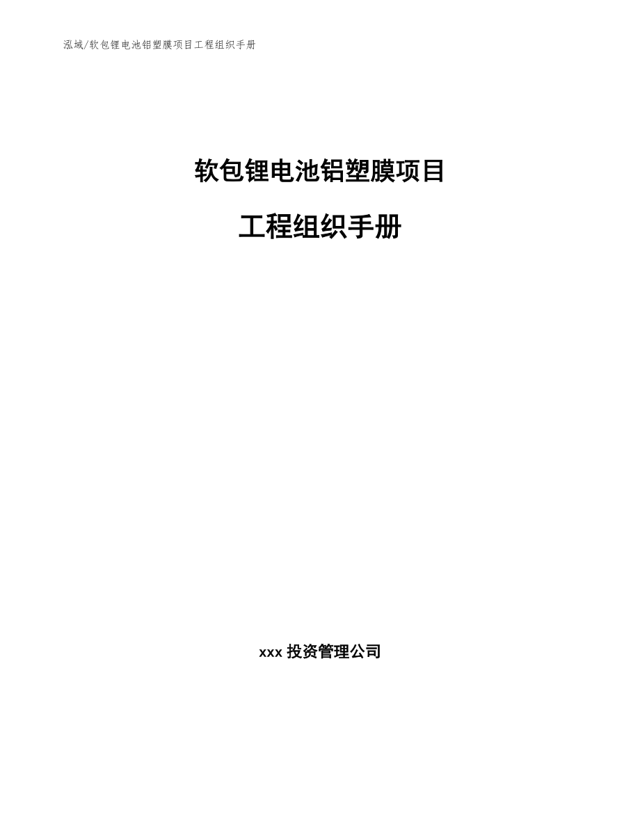 软包锂电池铝塑膜项目工程组织手册（范文）_第1页