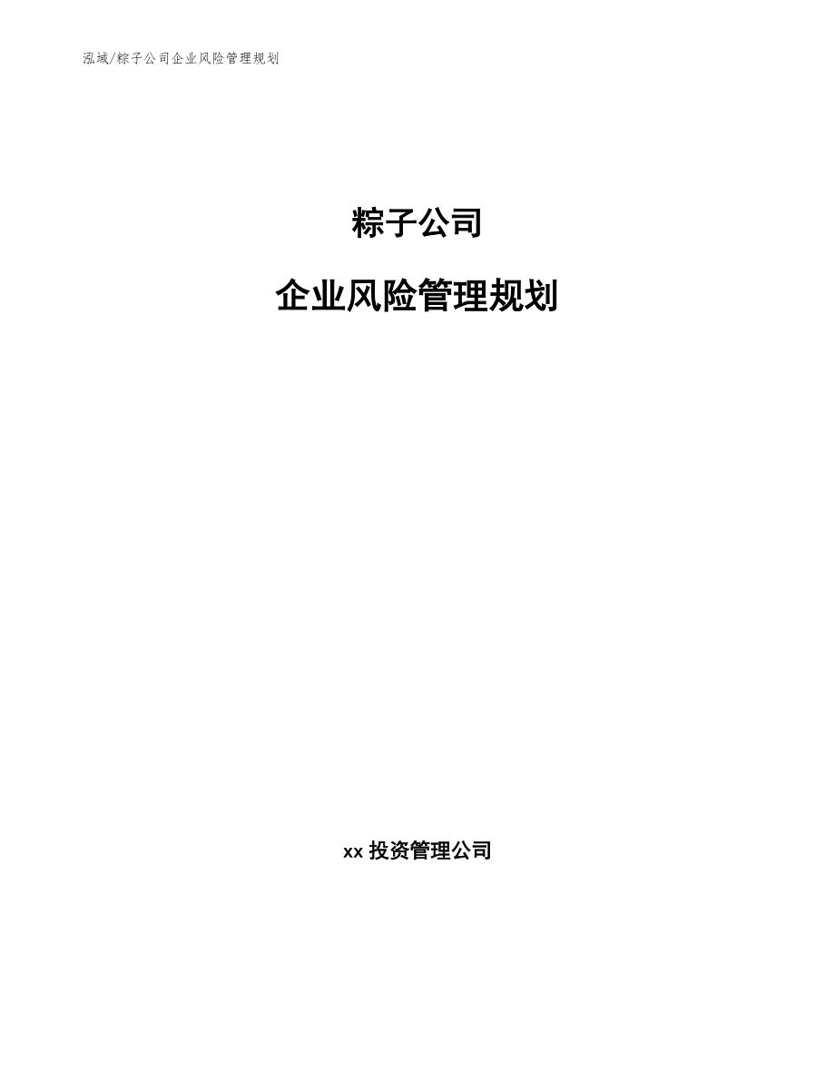 粽子公司企业风险管理规划【参考】_第1页