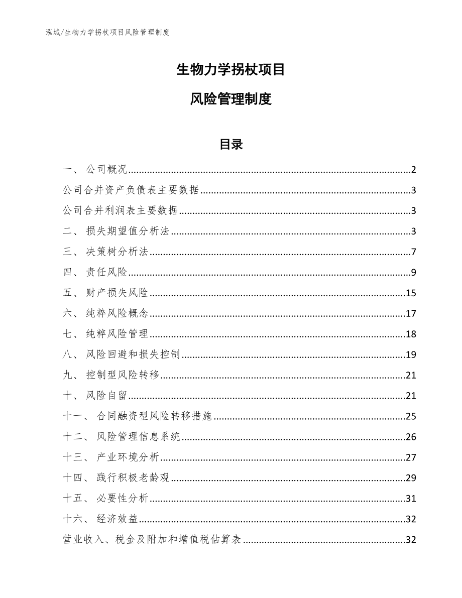 生物力学拐杖项目风险管理制度_参考_第1页