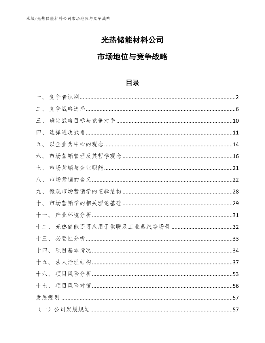 光热储能材料公司市场地位与竞争战略_第1页