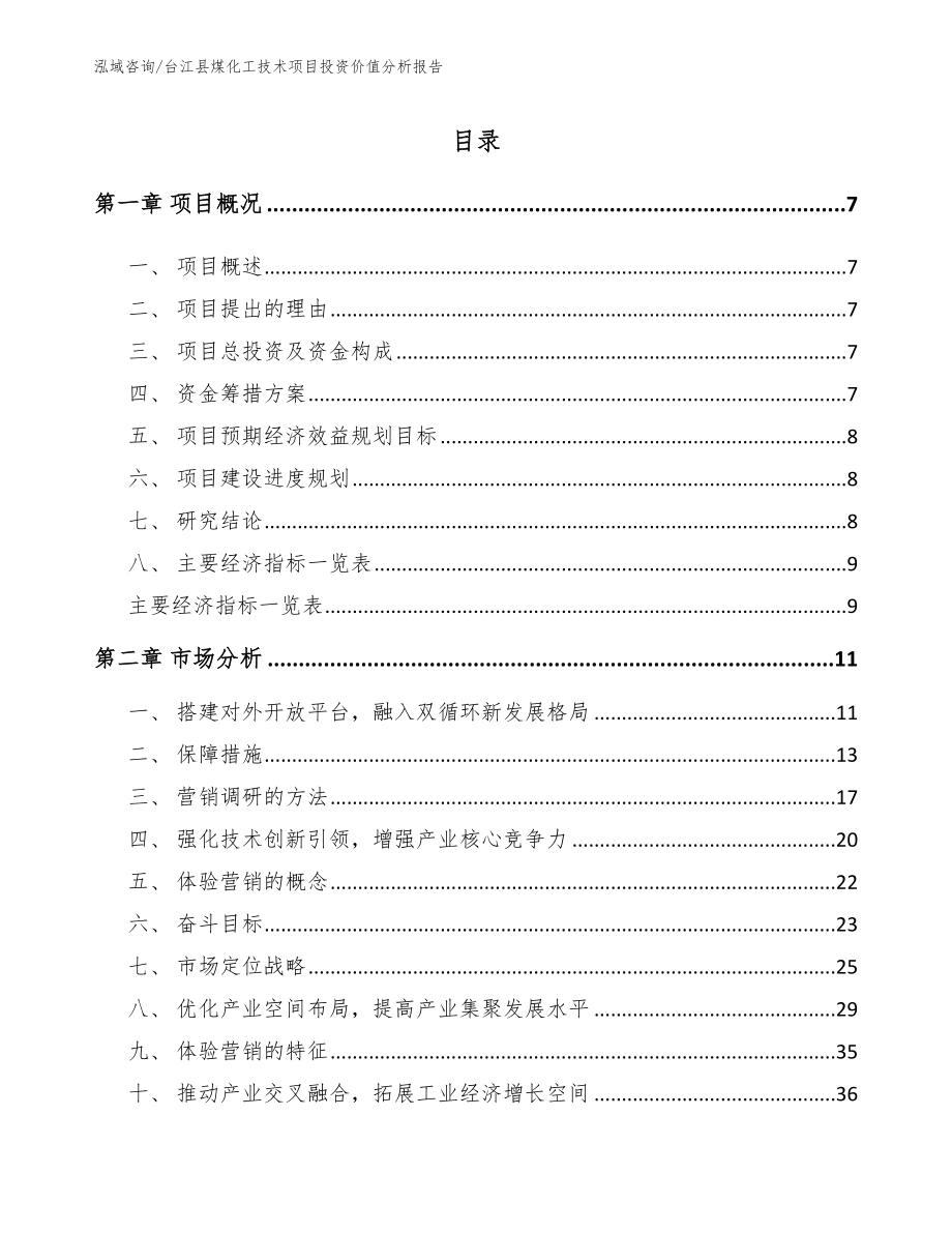 台江县煤化工技术项目投资价值分析报告_第1页