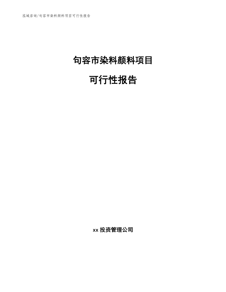 句容市染料颜料项目可行性报告_第1页