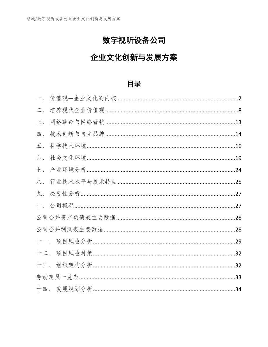 数字视听设备公司企业文化创新与发展方案（范文）_第1页