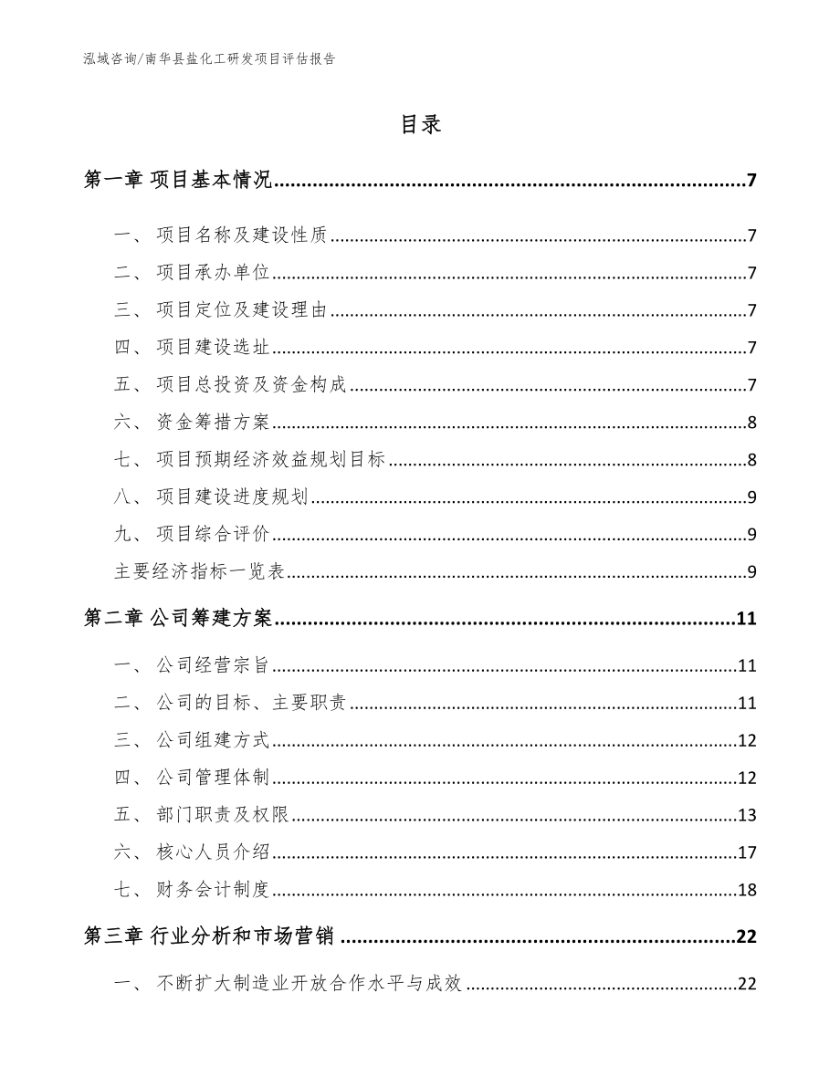 南华县盐化工研发项目评估报告范文参考_第1页
