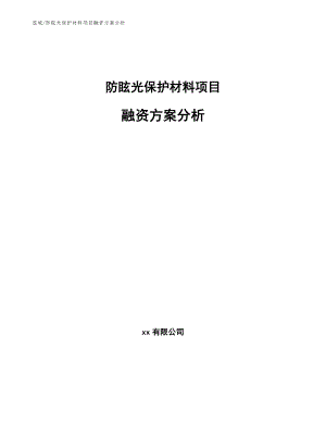 防眩光保护材料项目融资方案分析