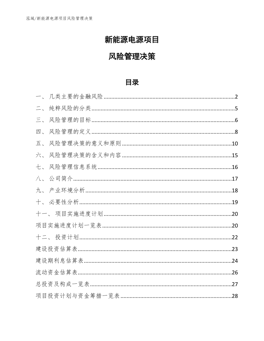 新能源电源项目风险管理决策_参考_第1页