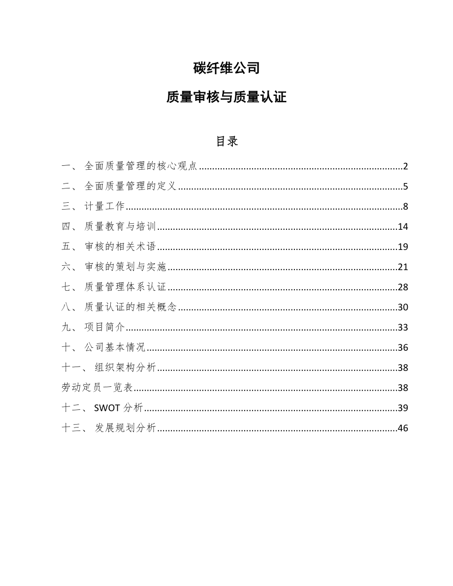 碳纤维公司质量审核与质量认证_范文_第1页