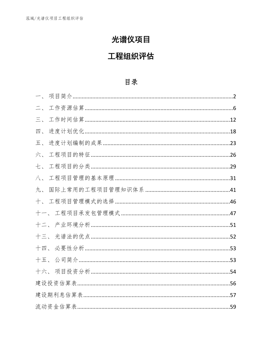 光谱仪项目工程组织评估_参考_第1页