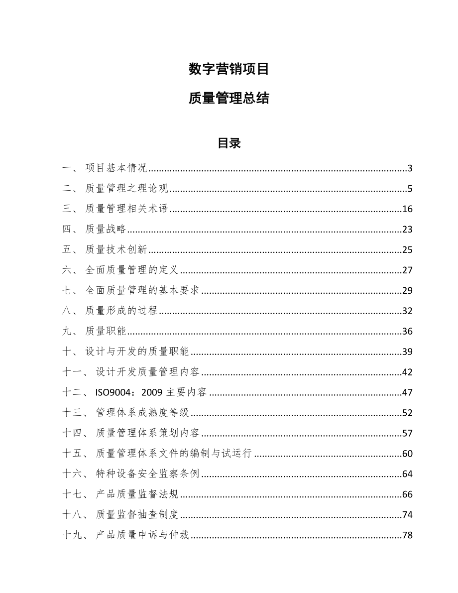 数字营销项目质量管理总结_范文_第1页