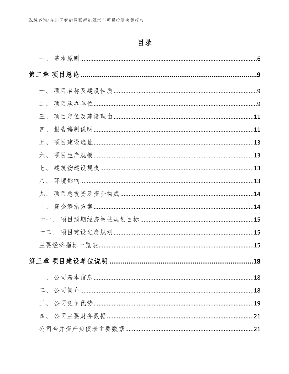 合川区智能网联新能源汽车项目投资决策报告【参考范文】_第1页