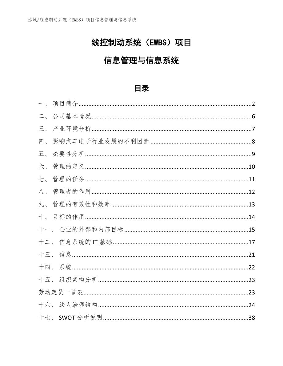 线控制动系统（EWBS）项目信息管理与信息系统_第1页