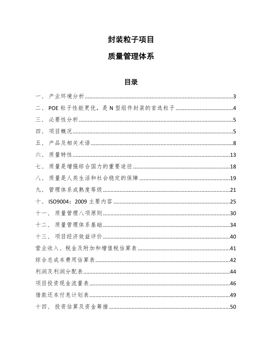 封装粒子项目质量管理体系（参考）_第1页