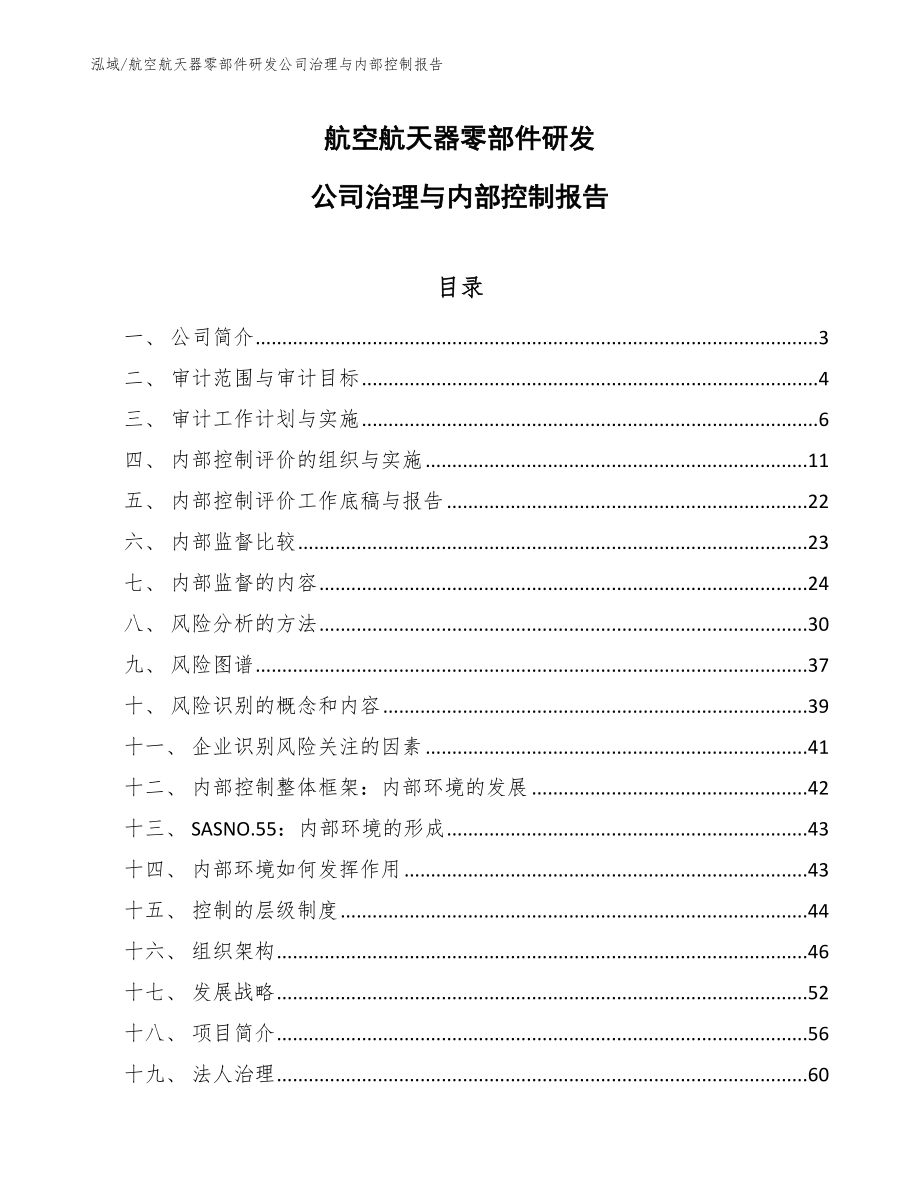 航空航天器零部件研发公司治理与内部控制报告_第1页