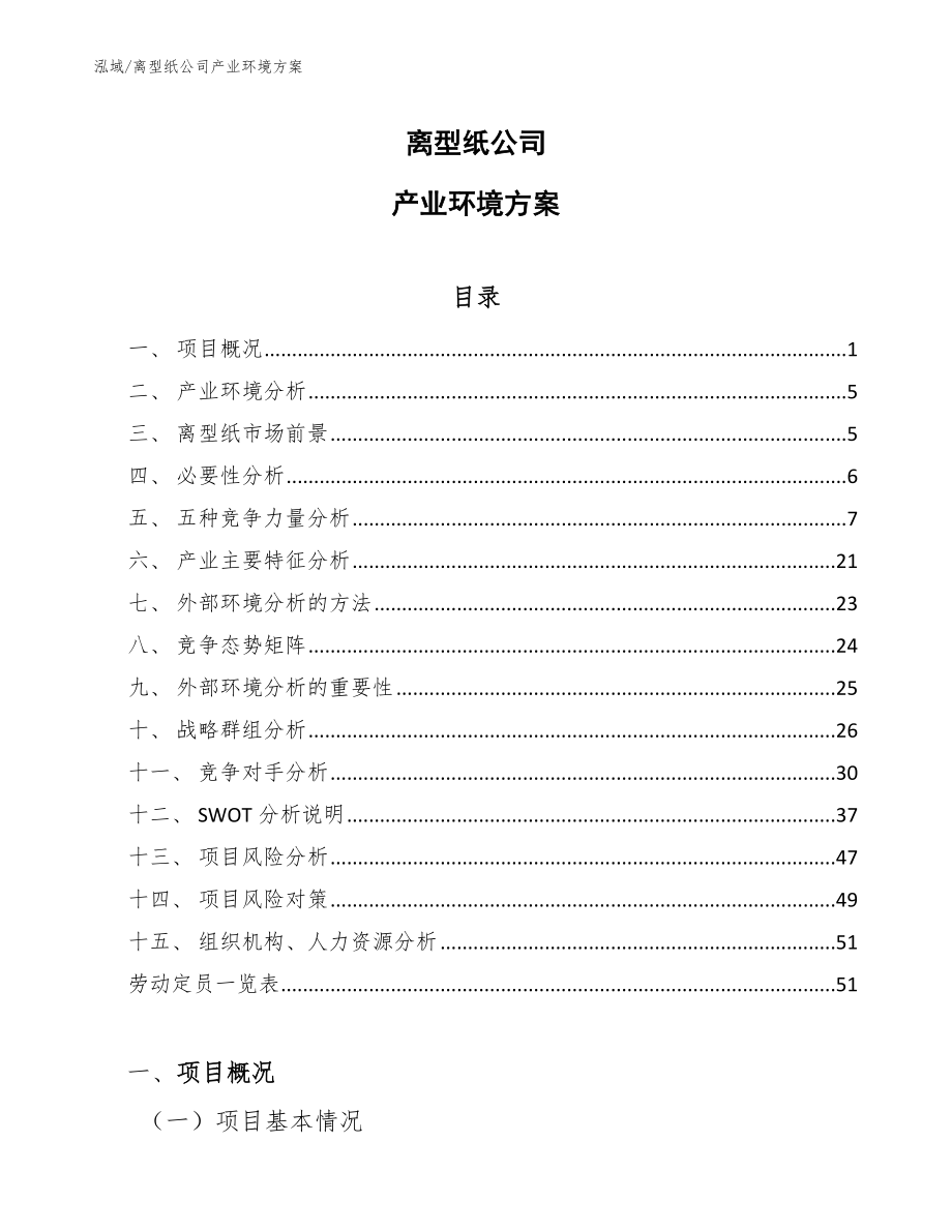 离型纸公司产业环境方案【参考】_第1页