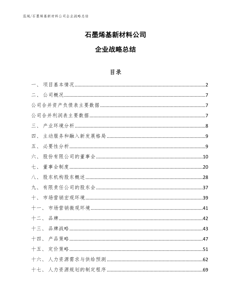 石墨烯基新材料公司企业战略总结【范文】_第1页