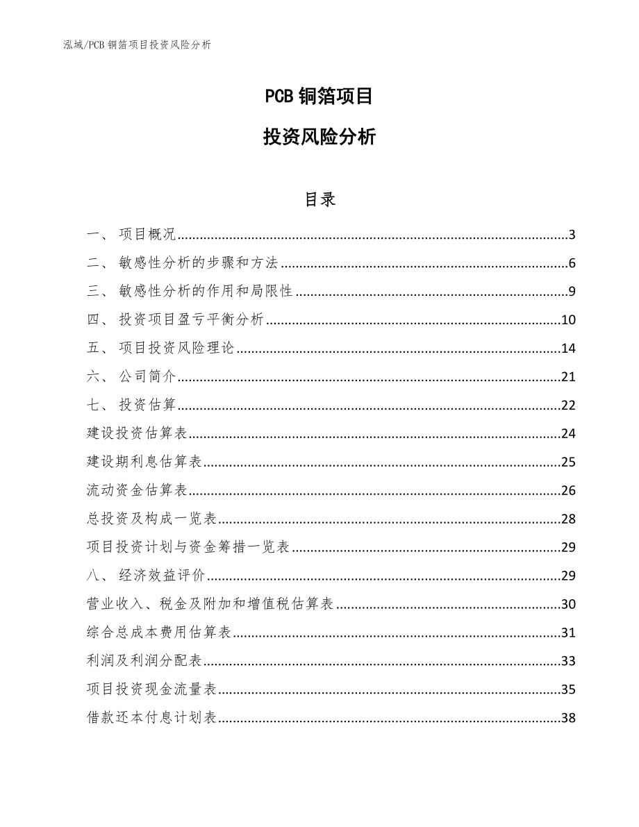 PCB铜箔项目投资风险分析_第1页