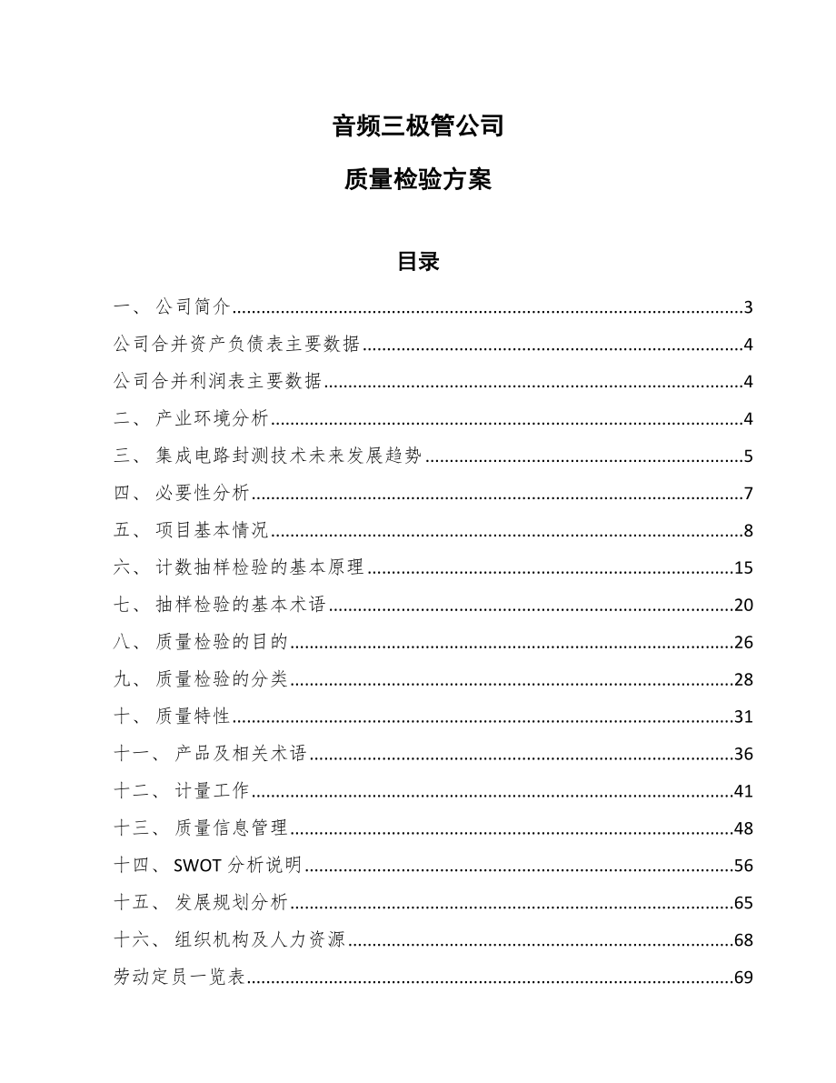 音频三极管公司质量检验方案【范文】_第1页