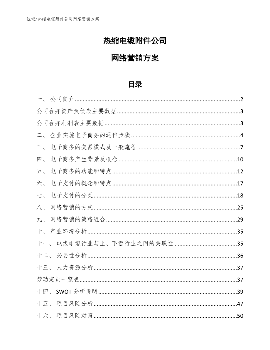 热缩电缆附件公司网络营销方案【范文】_第1页