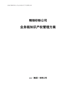 精铸砂粉公司业务链知识产权管理方案【参考】